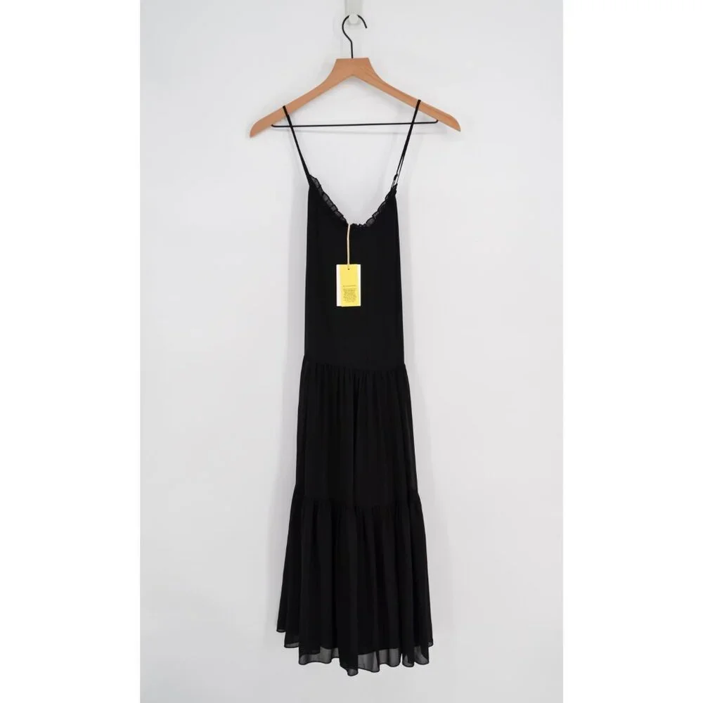 Aritzia Wilfred Sunshine Midi Dress Black Women's XS Tiered Romantic Whimsical - Picture 2 of 6